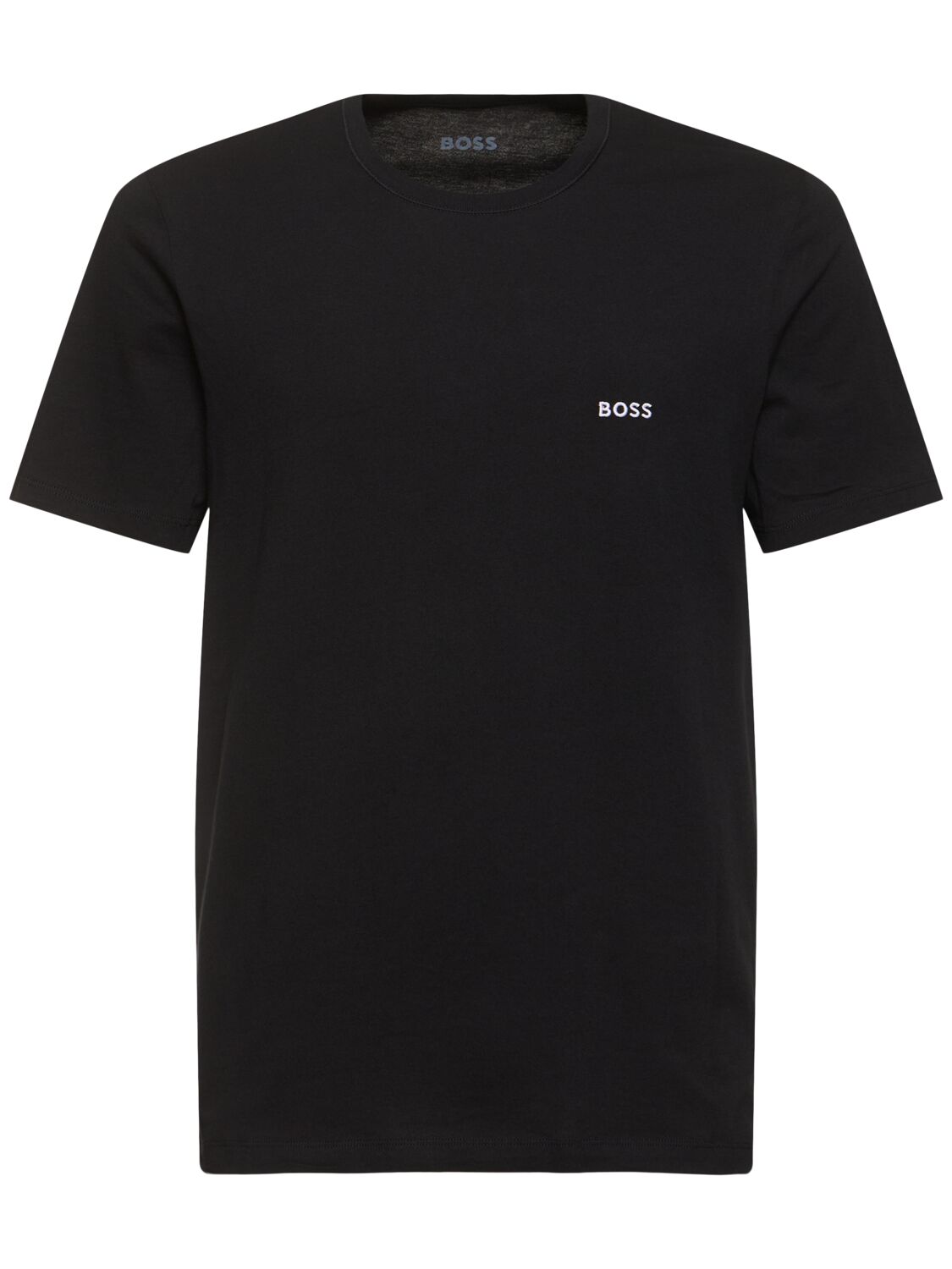 Shop Hugo Boss Pack Of 3 Cotton Crewneck T-shirts In White/black/blue