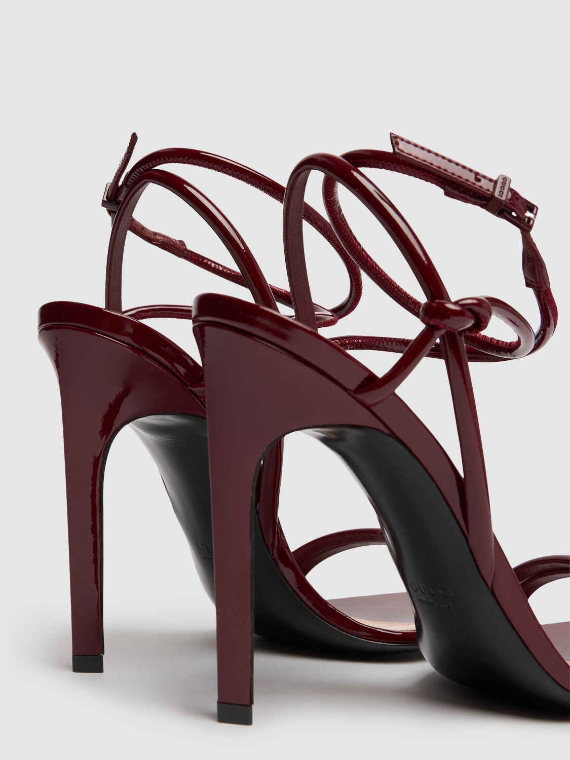 Shop Gucci 105mm Patent Leather Strappy Sandals In Rosso Ancora