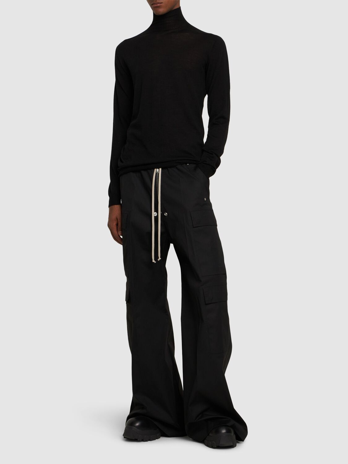 Shop Rick Owens Cargobelas Cargo Stretch Cotton Pants In Black