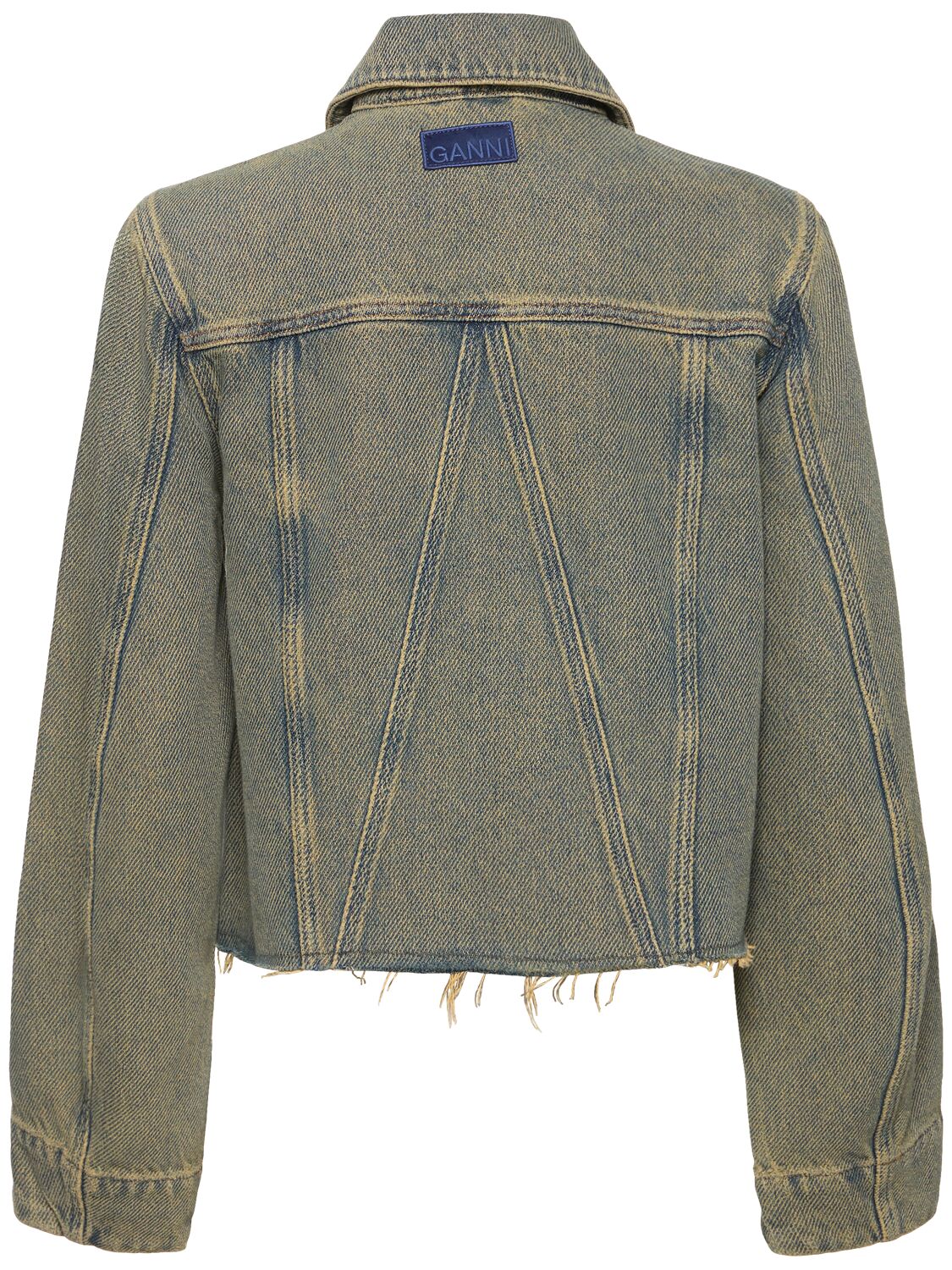 Shop Ganni Overdyed Heavy Cotton Denim Jacket In Brown