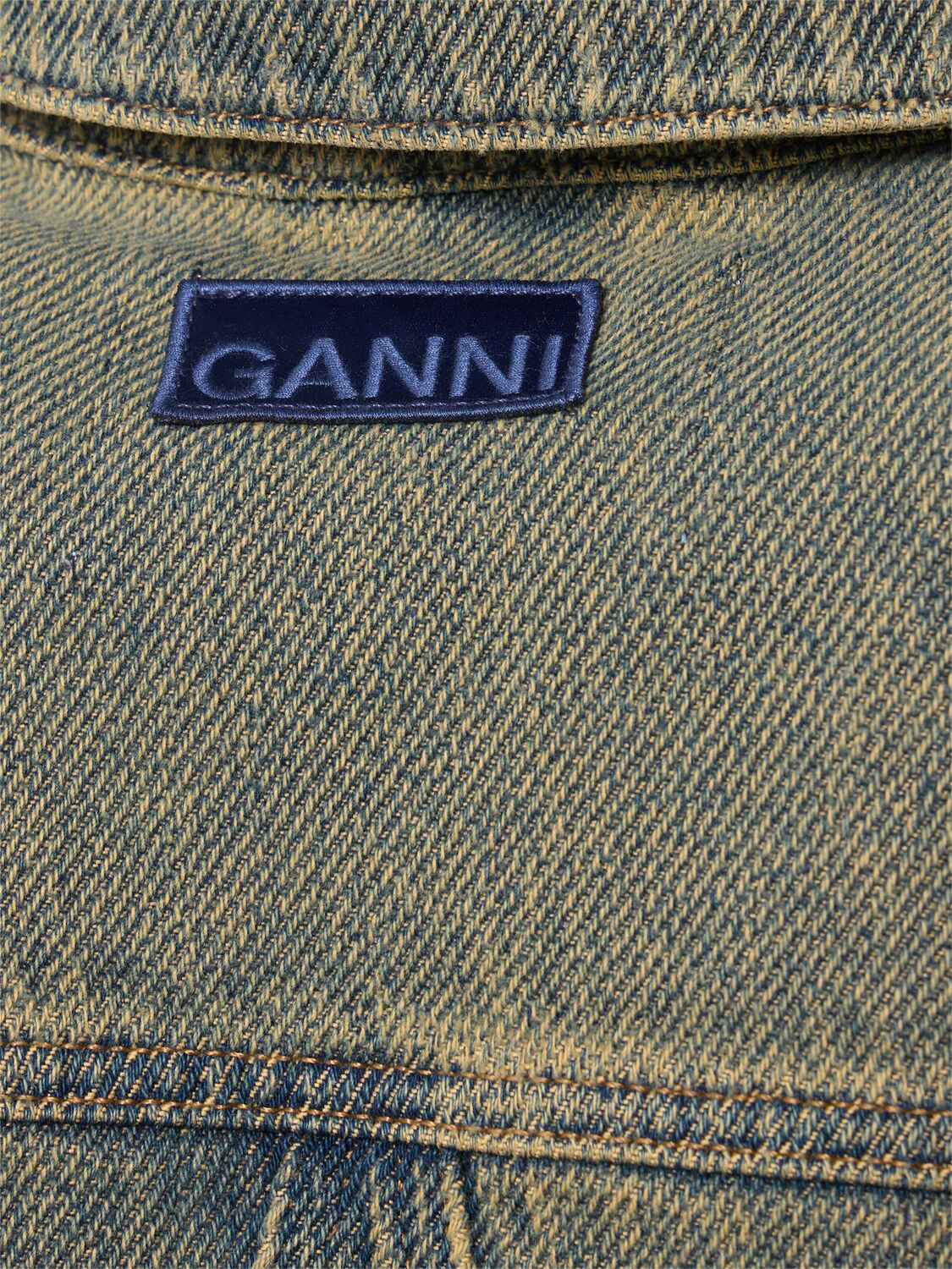 Shop Ganni Overdyed Heavy Cotton Denim Jacket In Brown