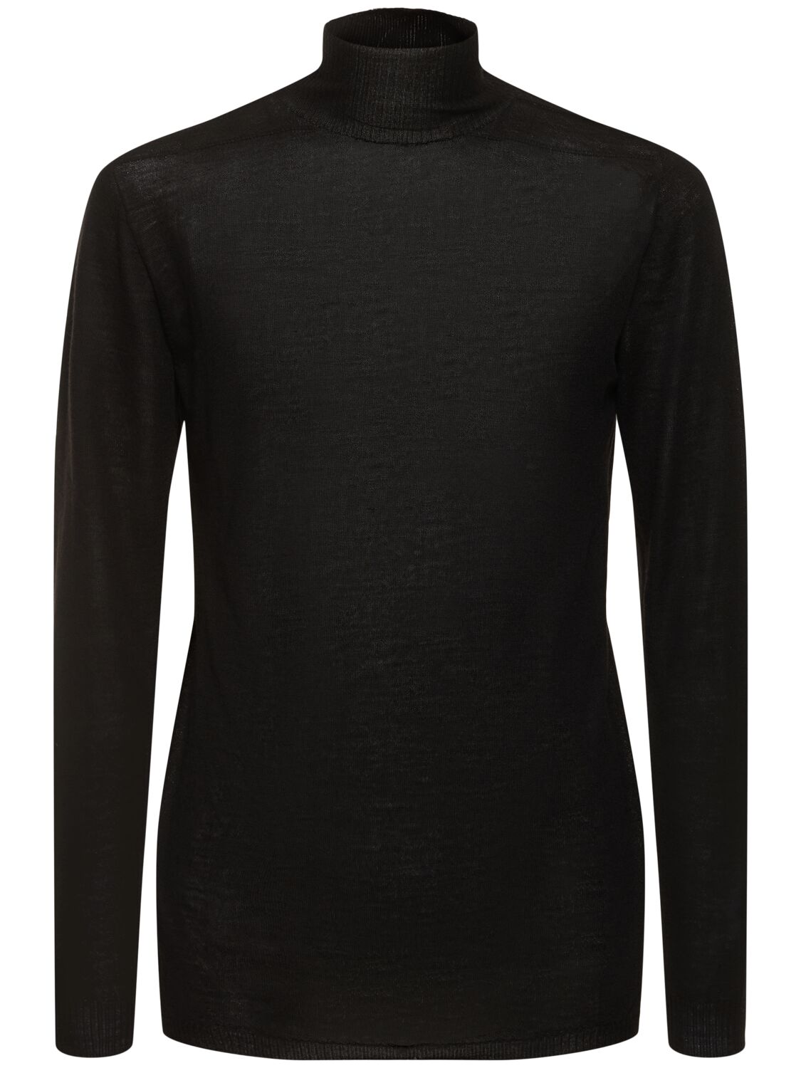 Rick Owens Level Wool Turtleneck Sweater In Black