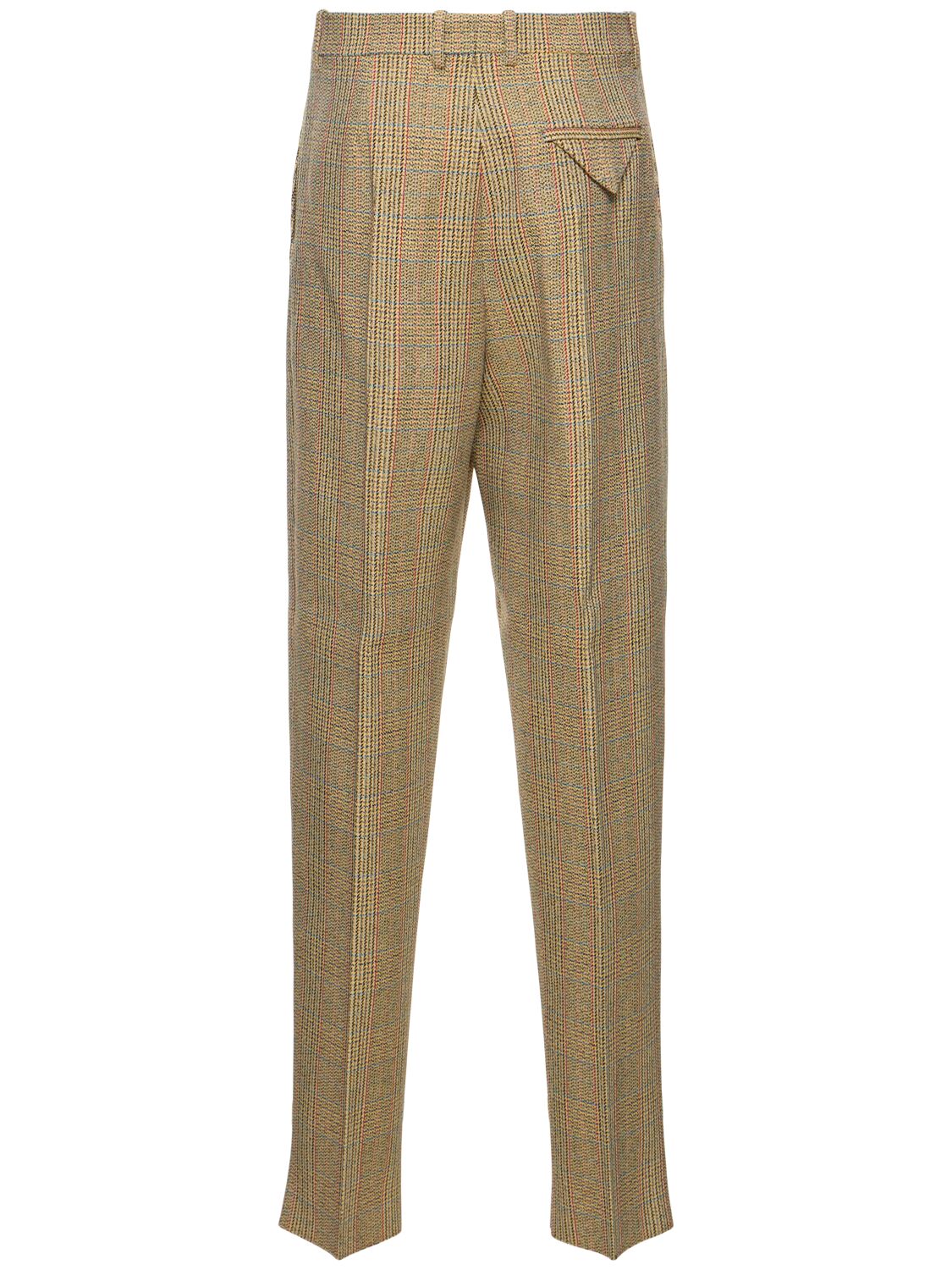 Shop Bottega Veneta Prince Of Wales Wool Blend Pants In Beige/multi