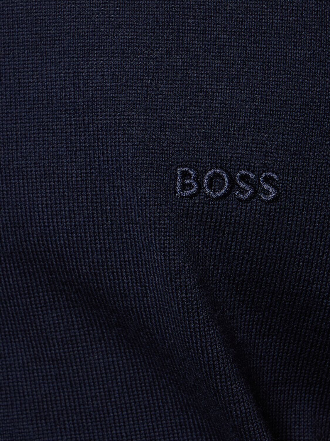 Shop Hugo Boss Botto Wool Knit Sweater In Dark Blue