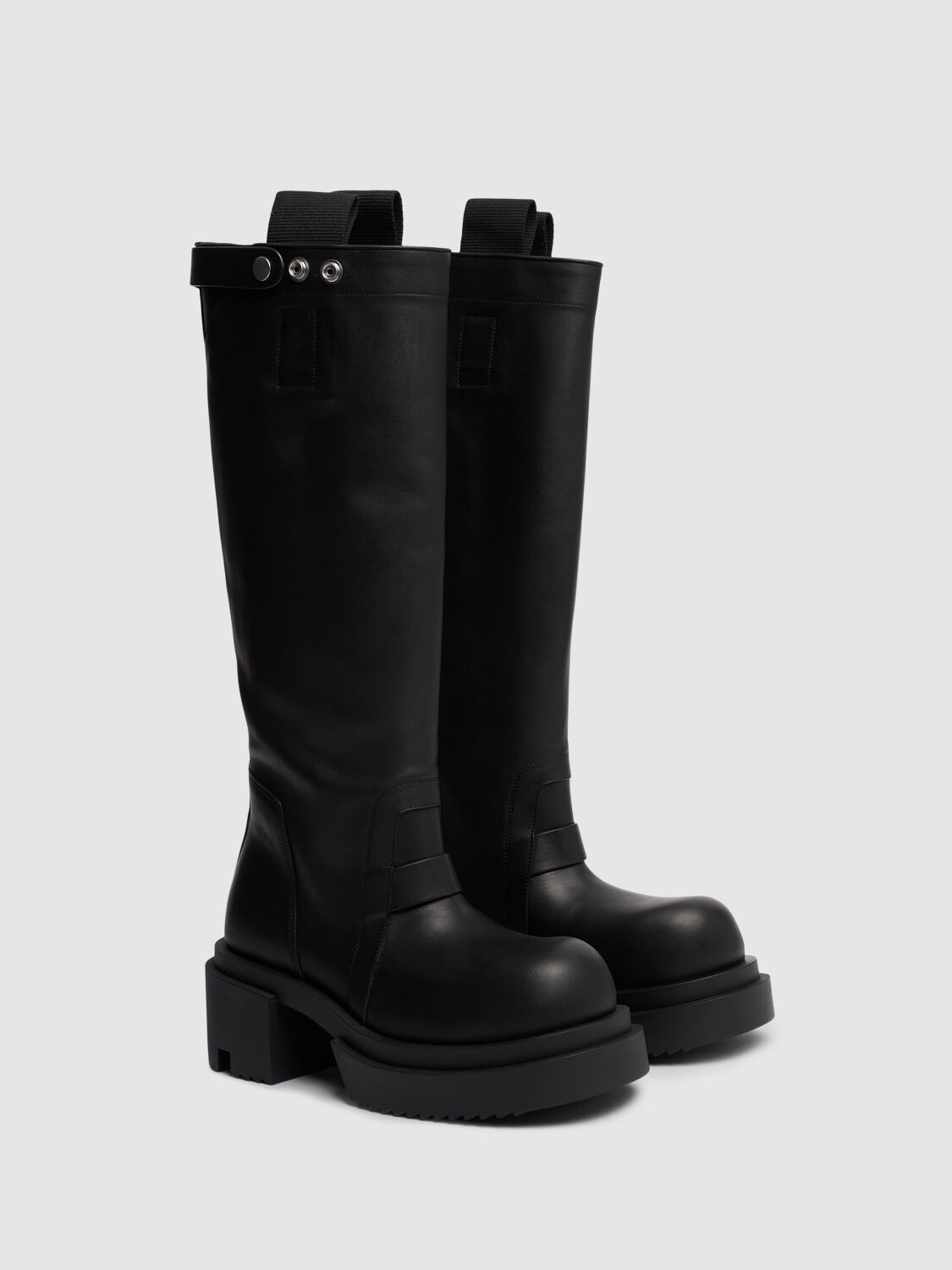 RICK OWENS 60MM BOGUN LEATHER TALL BOOTS 