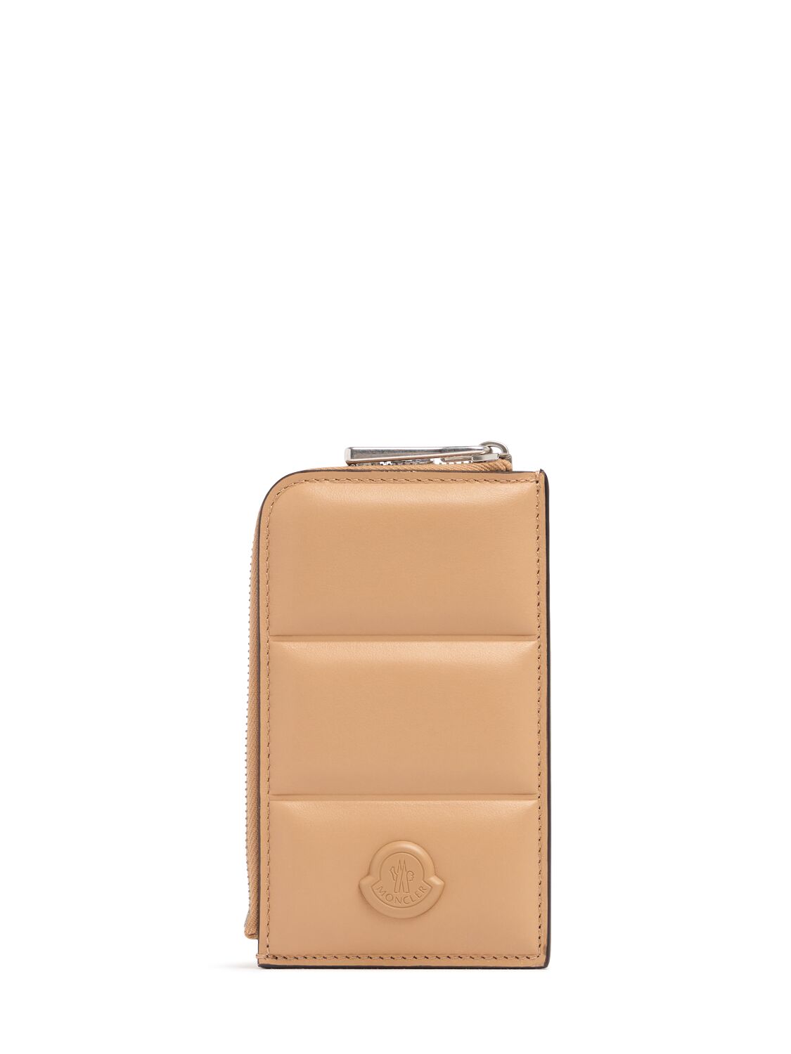 Moncler Flat Leather Card Holder In Beige