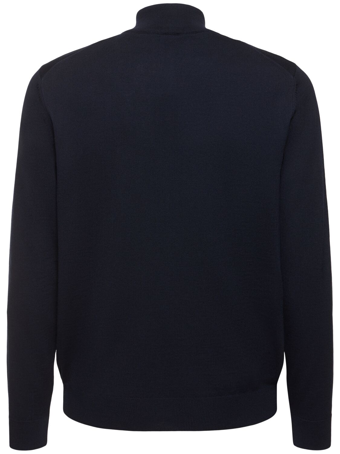 Shop Hugo Boss Balonso Zipped Wool Knit Sweater In Dark Blue