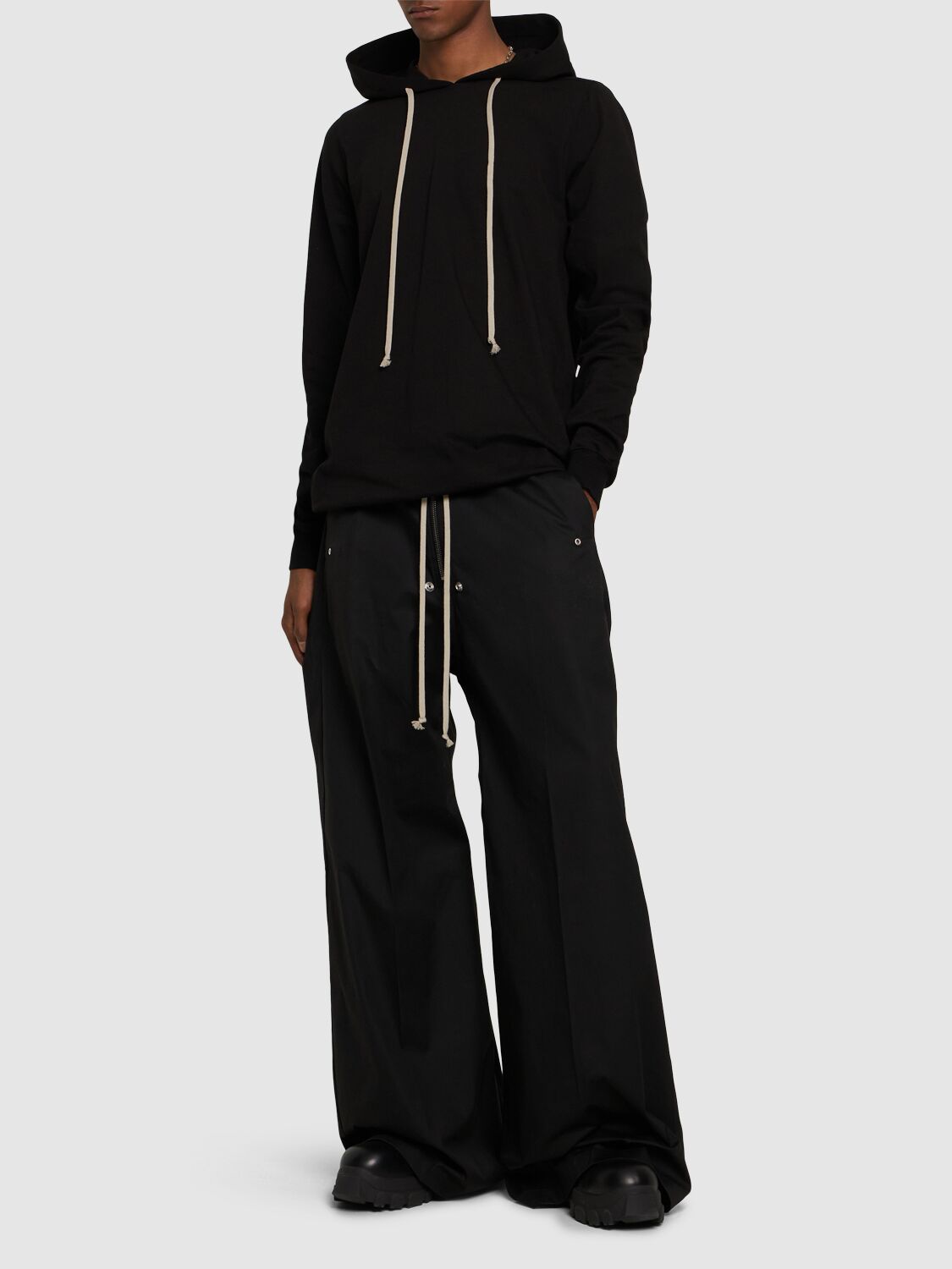 Shop Rick Owens Wide Bela Cotton Poplin Pants In Black