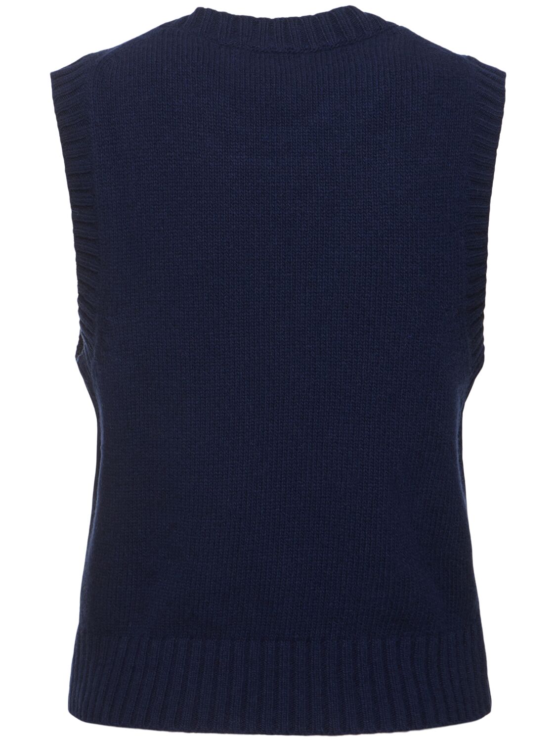 Shop Ganni Graphic Soft Wool Blend Logo Vest In Blue