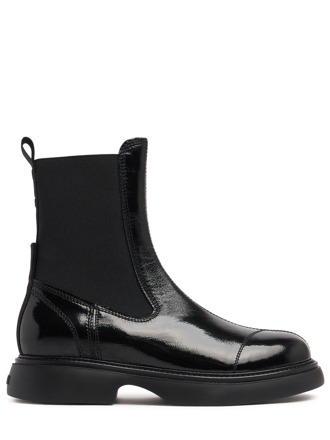 Ganni 25mm Everyday Leather Chelsea Boots In Black