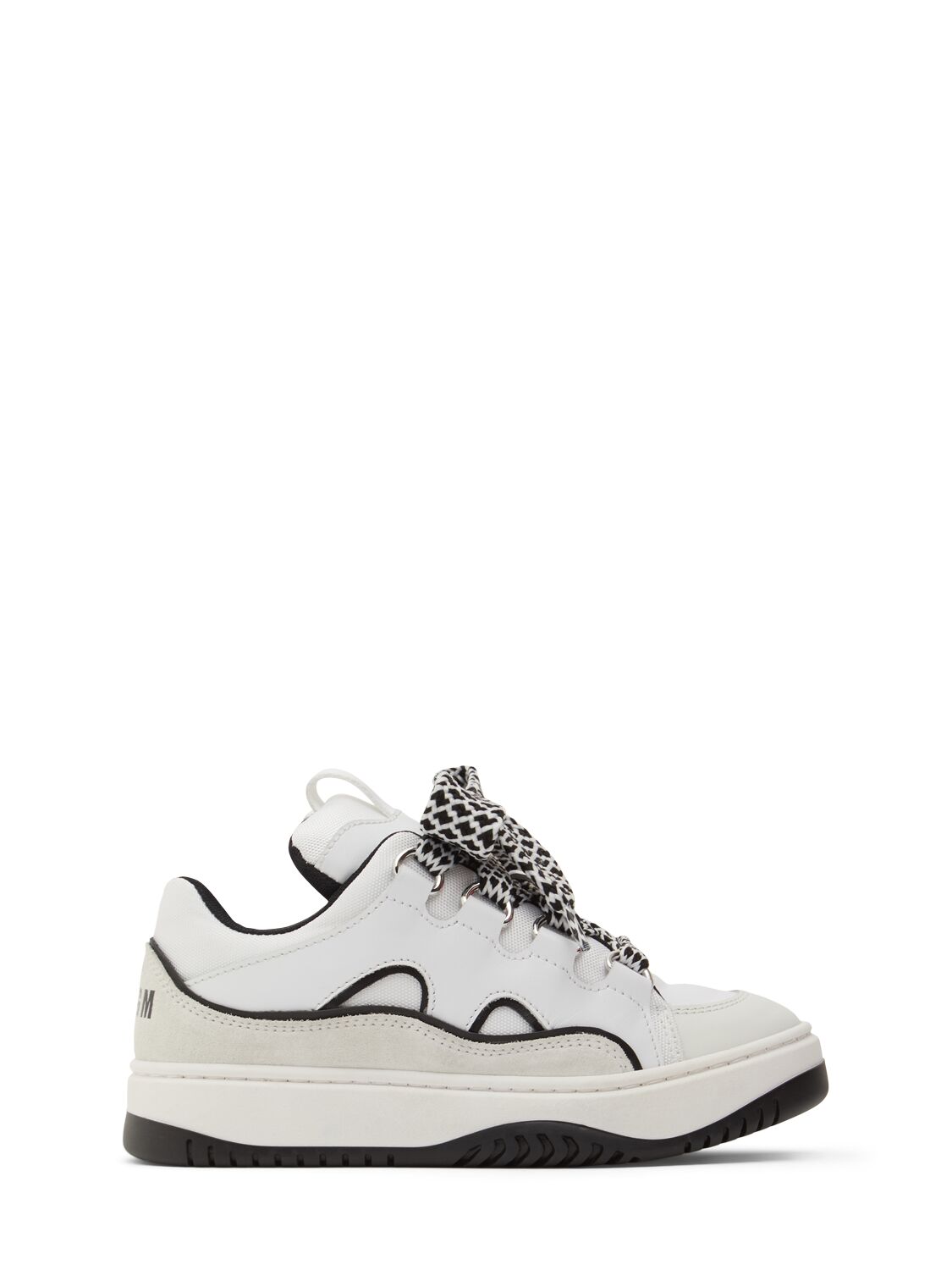 Msgm Leather Lace-up Trainers In White/black