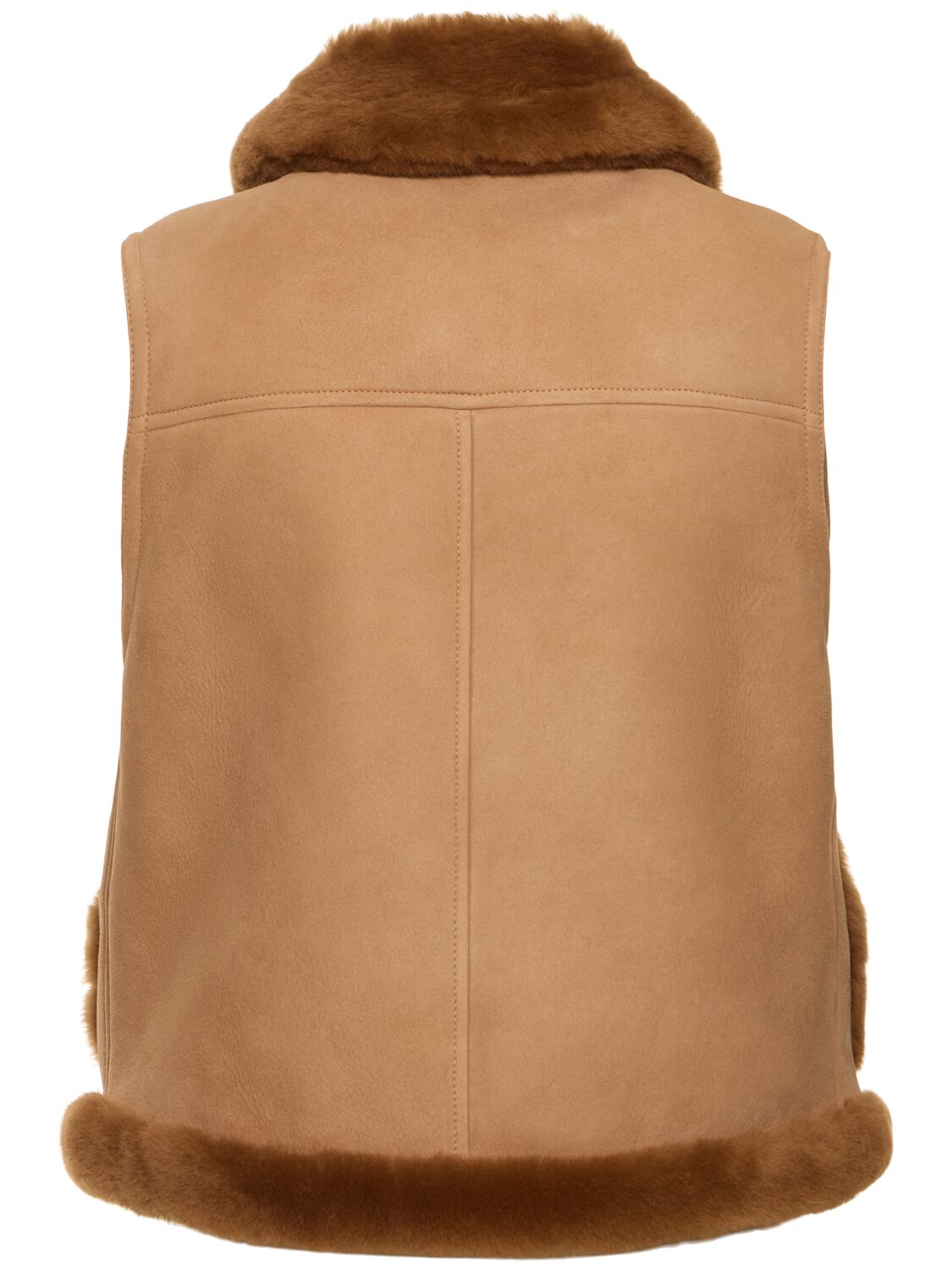 Shop Blancha Shearling Vest In Brown/beige