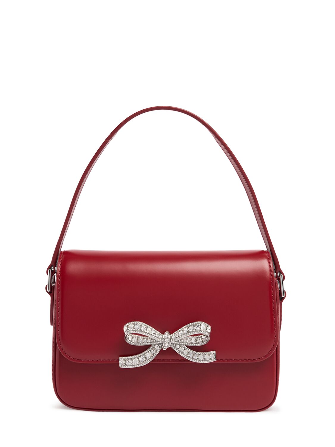 Self-portrait Micro Bow Leather Shoulder Bag In Burgundy