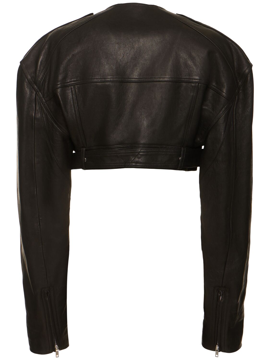 Shop Rick Owens Micro Biker Leather Jacket In Black