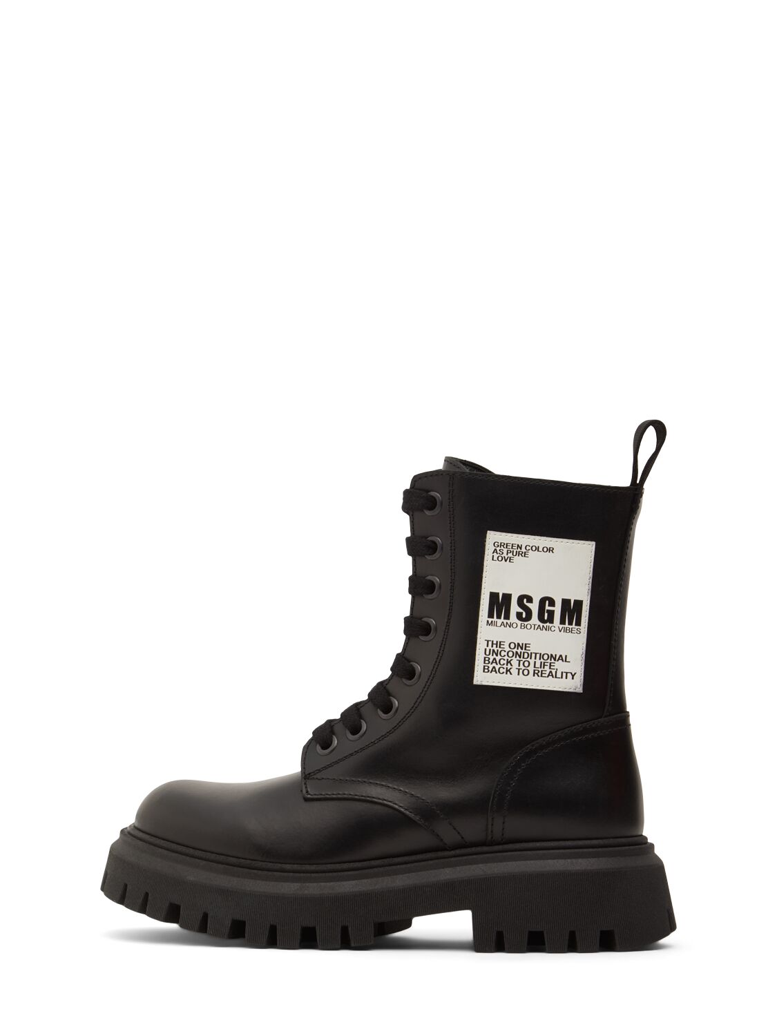 Image of Leather Lace-up Combat Boots W/logo