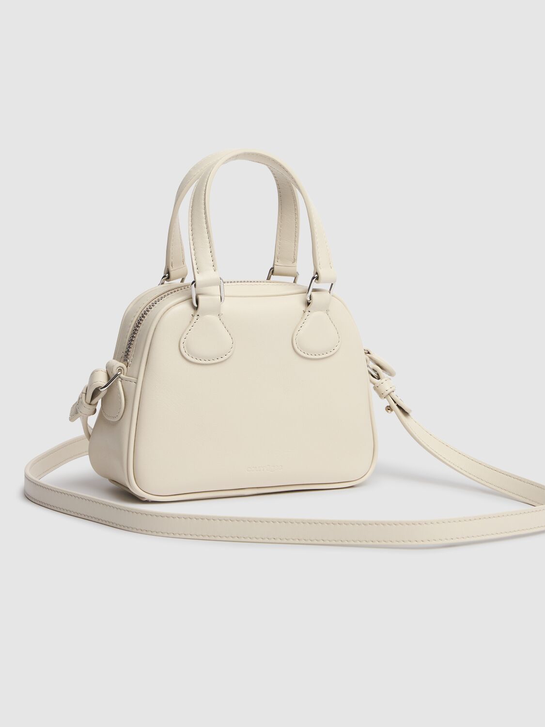 Shop Courrèges Mini Reedition Bowling Leather Bag In White