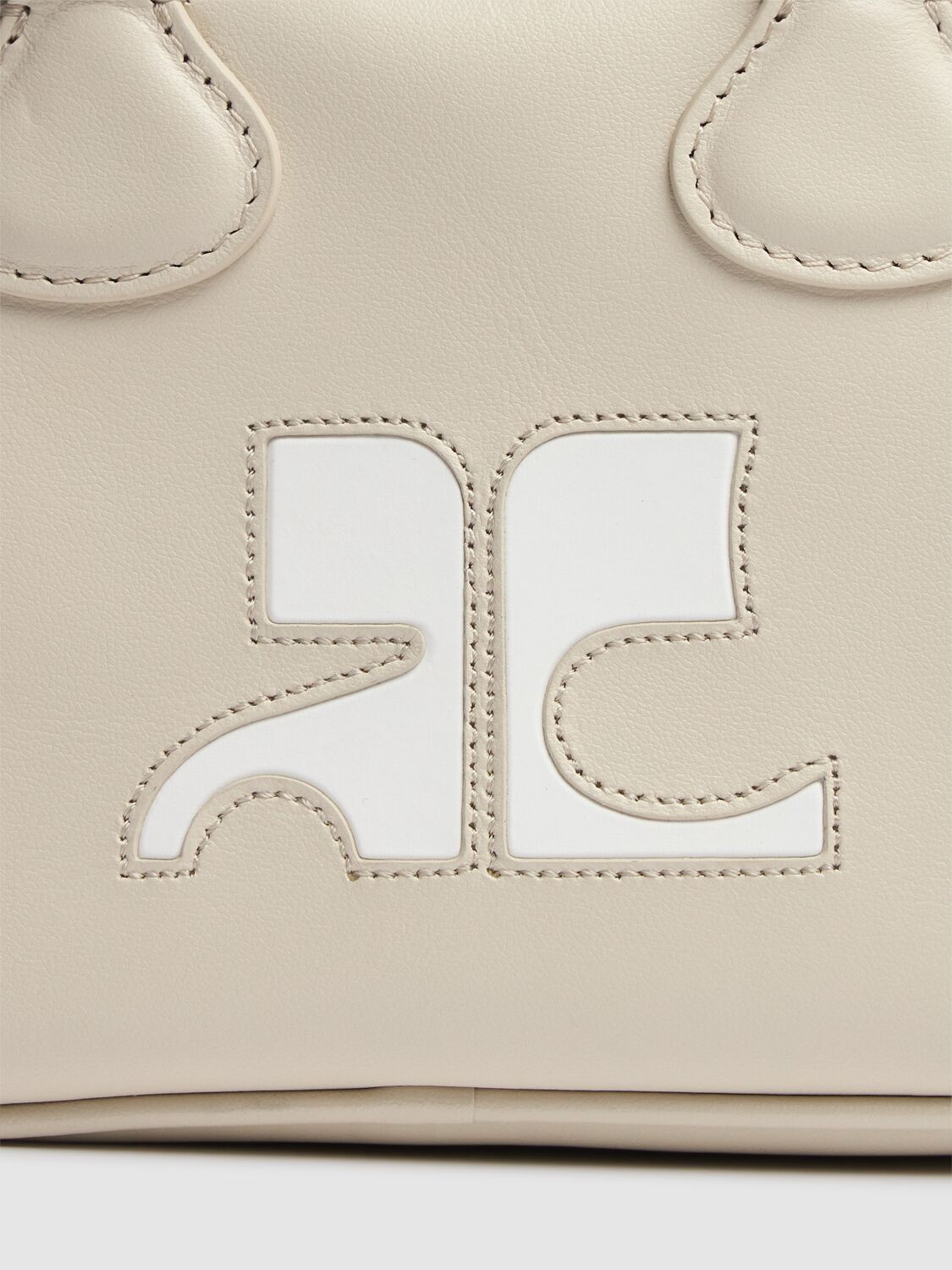 Shop Courrèges Mini Reedition Bowling Leather Bag In White