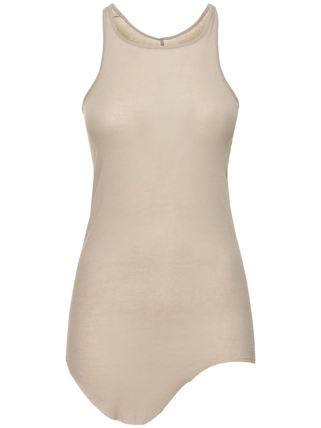 Rick Owens Basic Ribbed Cotton Jersey Tank Top In White