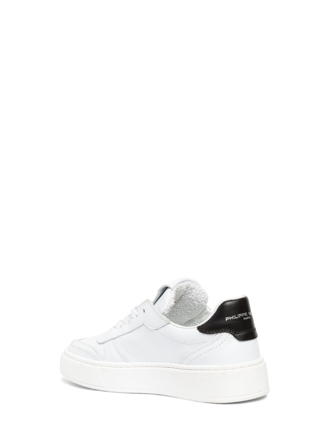 Philippe Model Leather Lace-up Sneakers In White/black