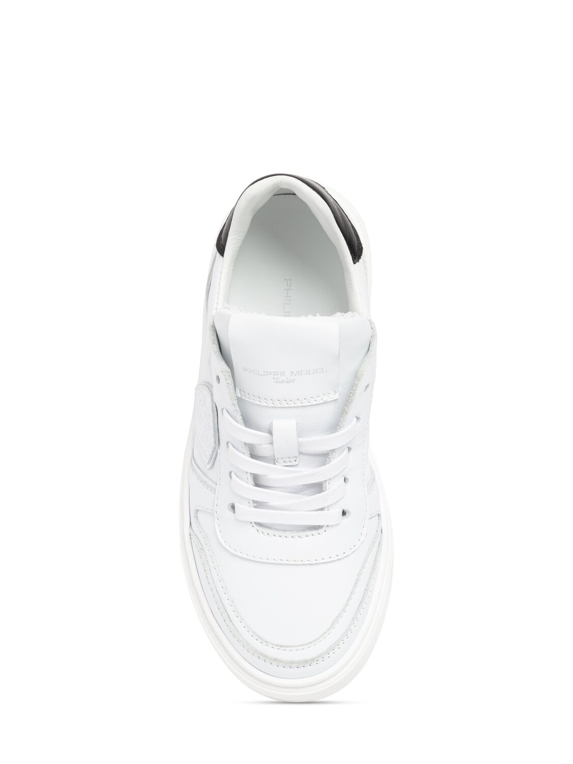 Philippe Model Leather Lace-up Sneakers In White/black
