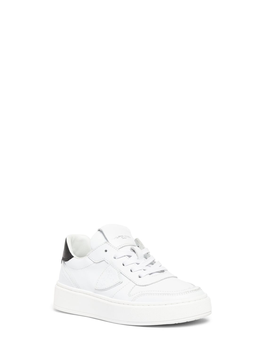 Philippe Model Leather Lace-up Sneakers In White/black
