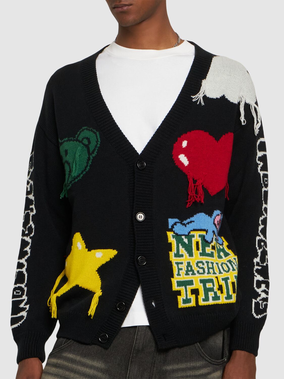 Shop Inbetweeners Graphic Print Cardigan In Black