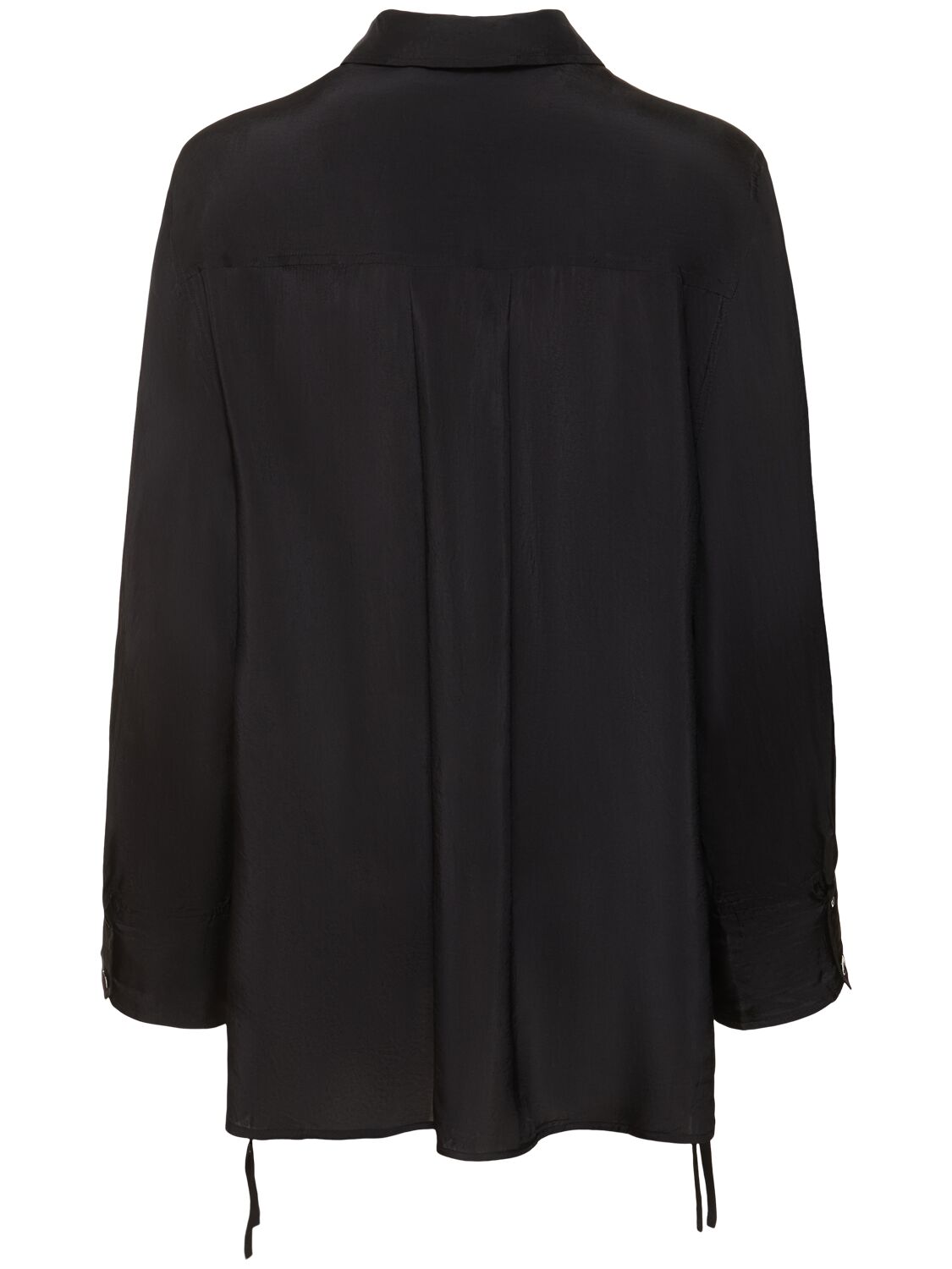 Ganni Habotai Oversized Shirt Woman Black In Viscose In Black