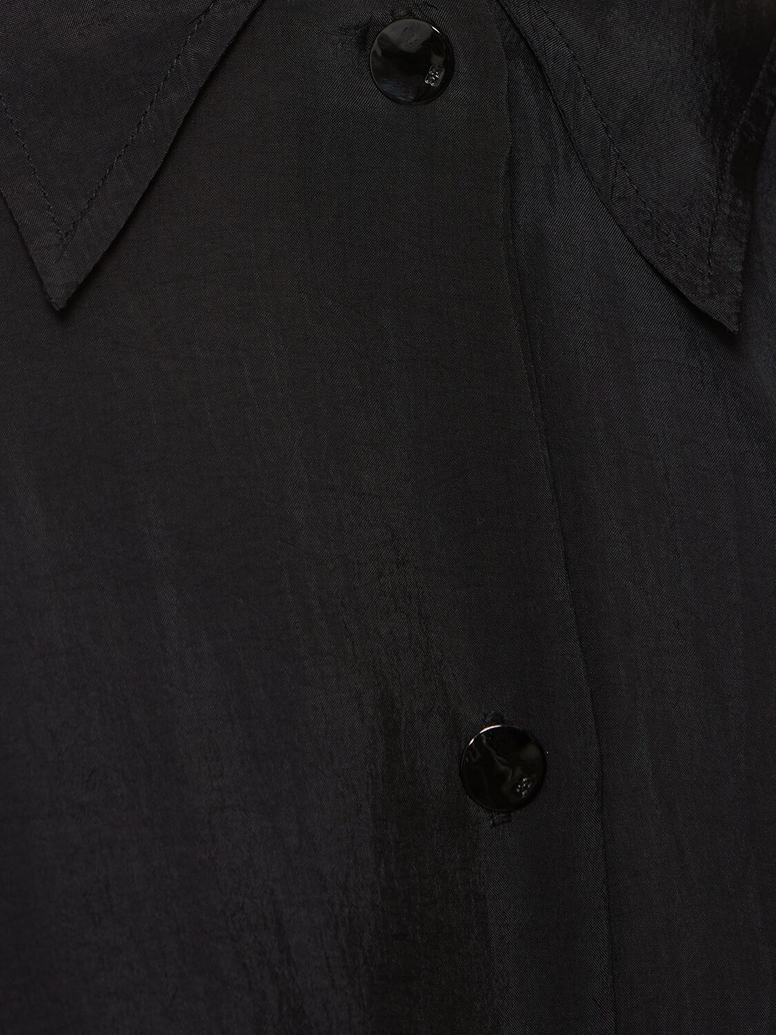 Ganni Habotai Oversized Shirt Woman Black In Viscose In Black