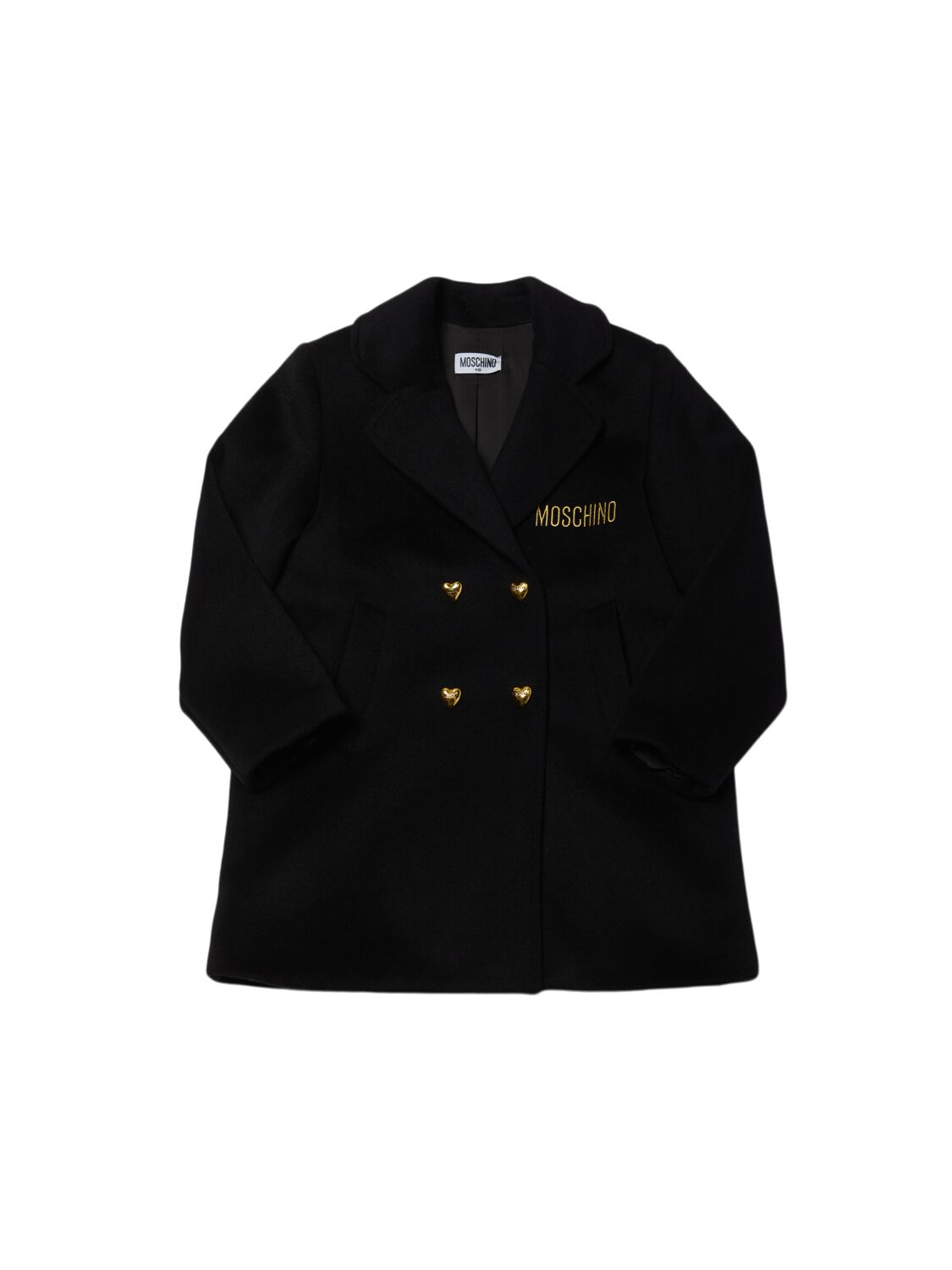 Moschino Wool Blend Coat In Black