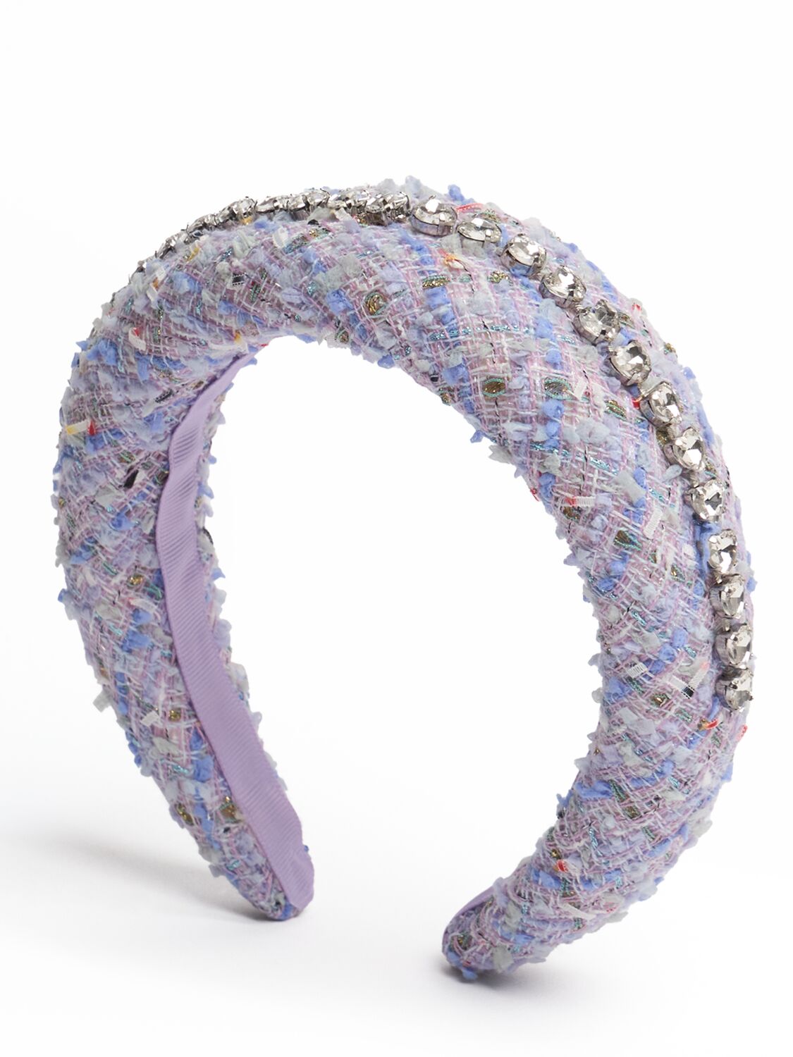 Self-portrait Embellished Bouclé Headband In Purple