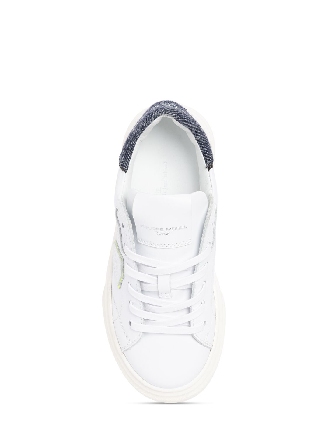 Philippe Model Temple Leather Lace-up Sneakers In White/blue
