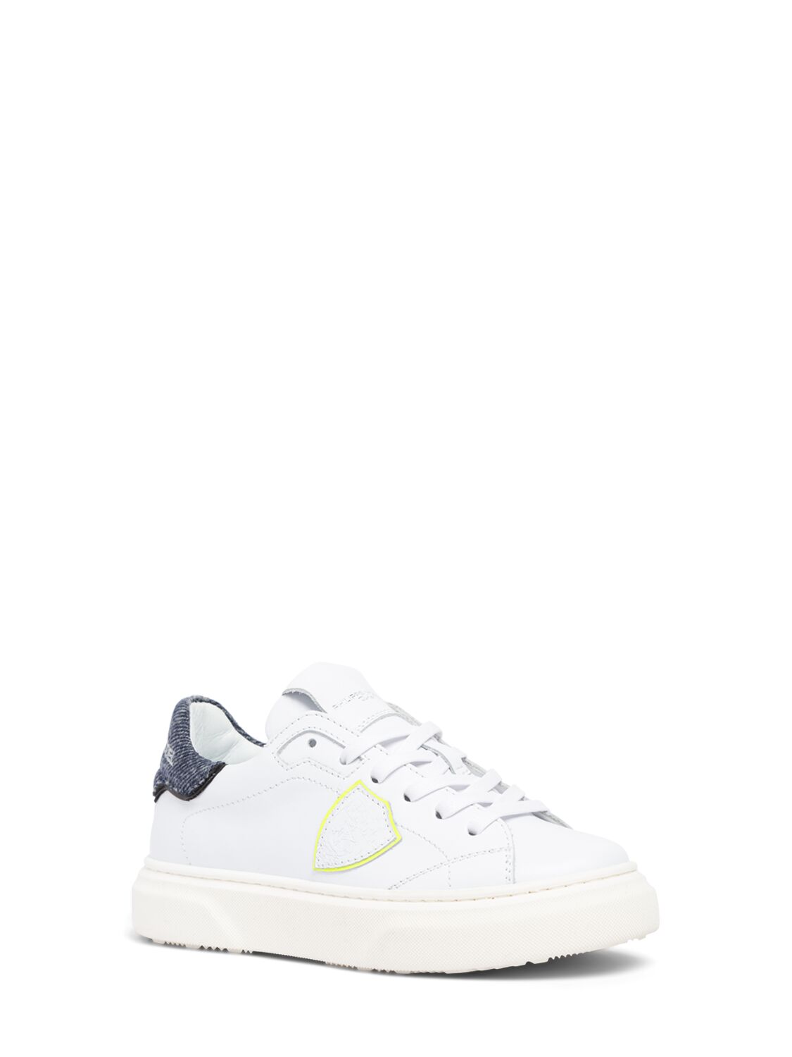 Philippe Model Temple Leather Lace-up Sneakers In White/blue