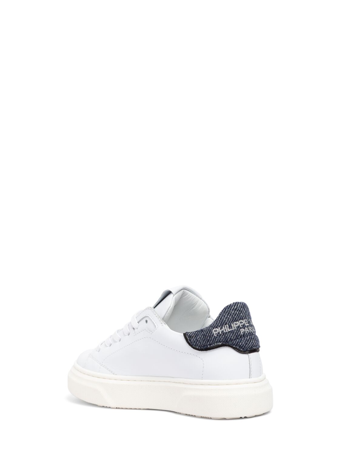 Philippe Model Temple Leather Lace-up Sneakers In White/blue