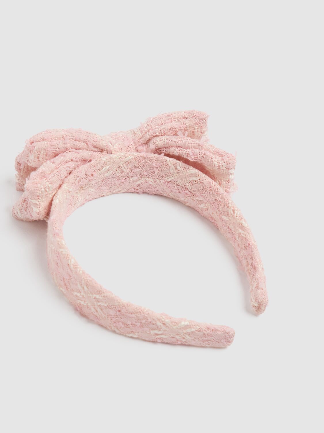 Shop Self-portrait Bouclé Headband W/ Bow Appliqué In Pink