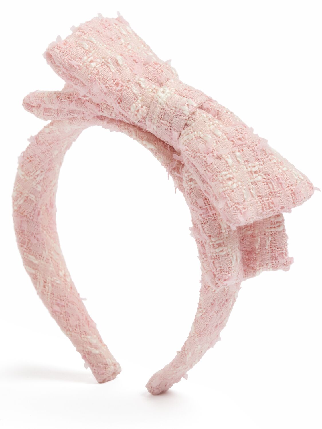 Self-portrait Bouclé Headband W/ Bow Appliqué In Pink
