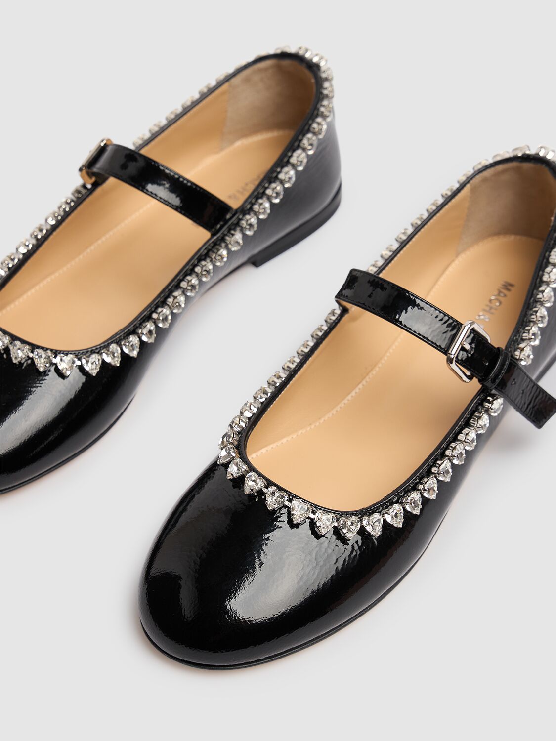 Shop Mach & Mach 10mm Audrey Patent Leather Mary Janes In Black