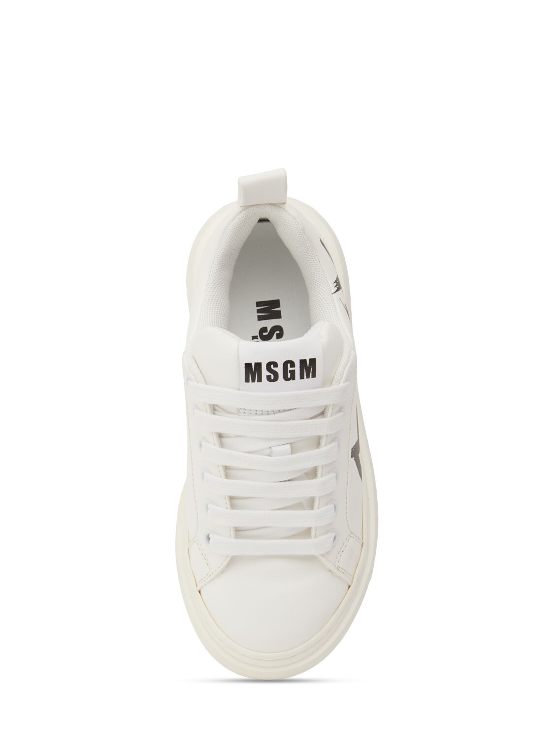 Shop Msgm Logo Print Cotton Blend Lace-up Sneakers In White