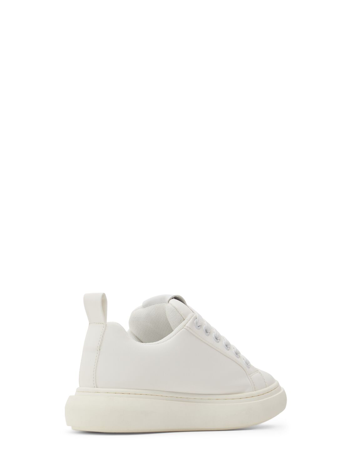 Shop Msgm Logo Print Cotton Blend Lace-up Sneakers In White