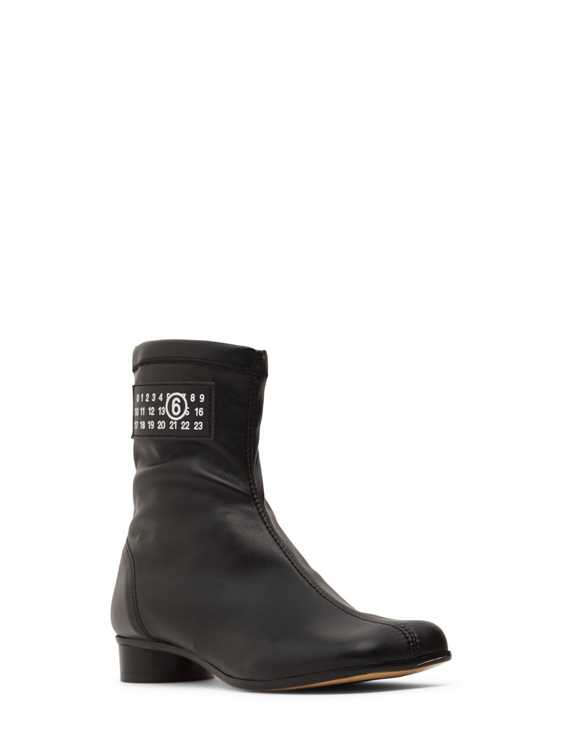 Shop Mm6 Maison Margiela Faux Leather Ankle Boots W/logo In Black