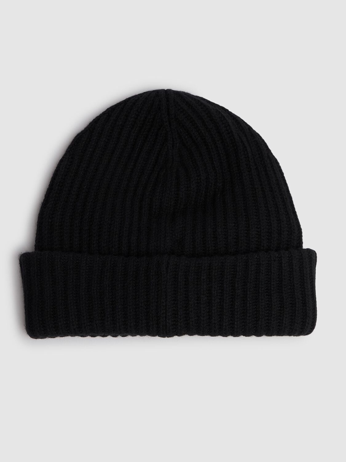 Shop Ganni Structured Rib Knit Wool Blend Beanie In Black