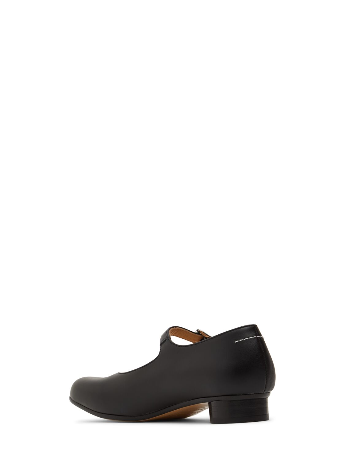 Shop Mm6 Maison Margiela Logo Print Leather Ballerinas In Black