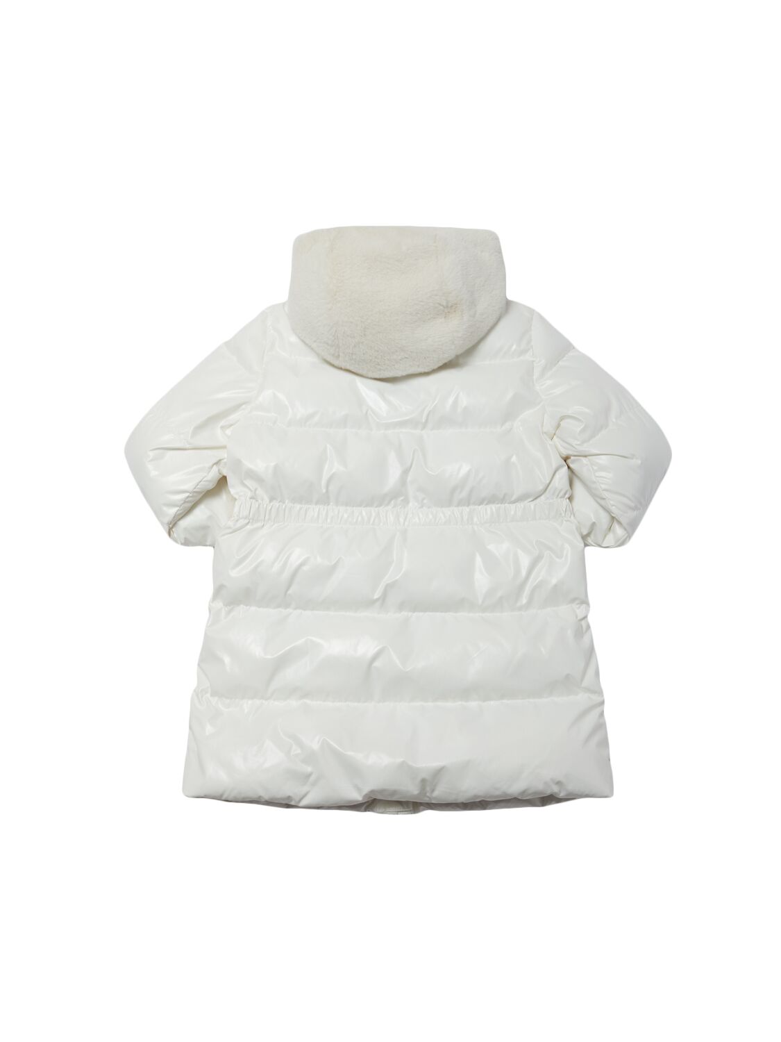 Shop Moschino Logo Poly Puffer Jacket In White