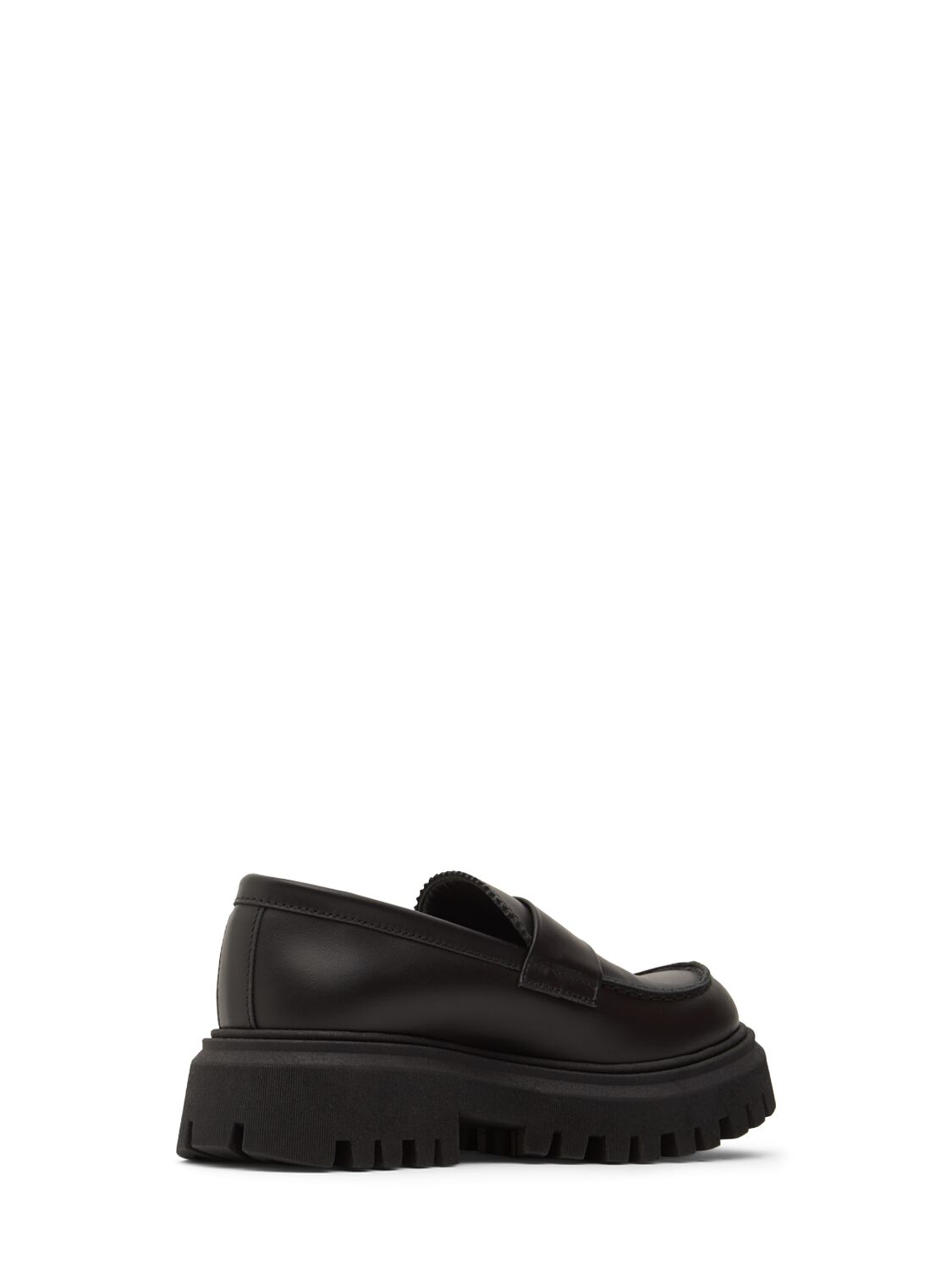 Shop Msgm Leather Loafers W/ Logo In Black