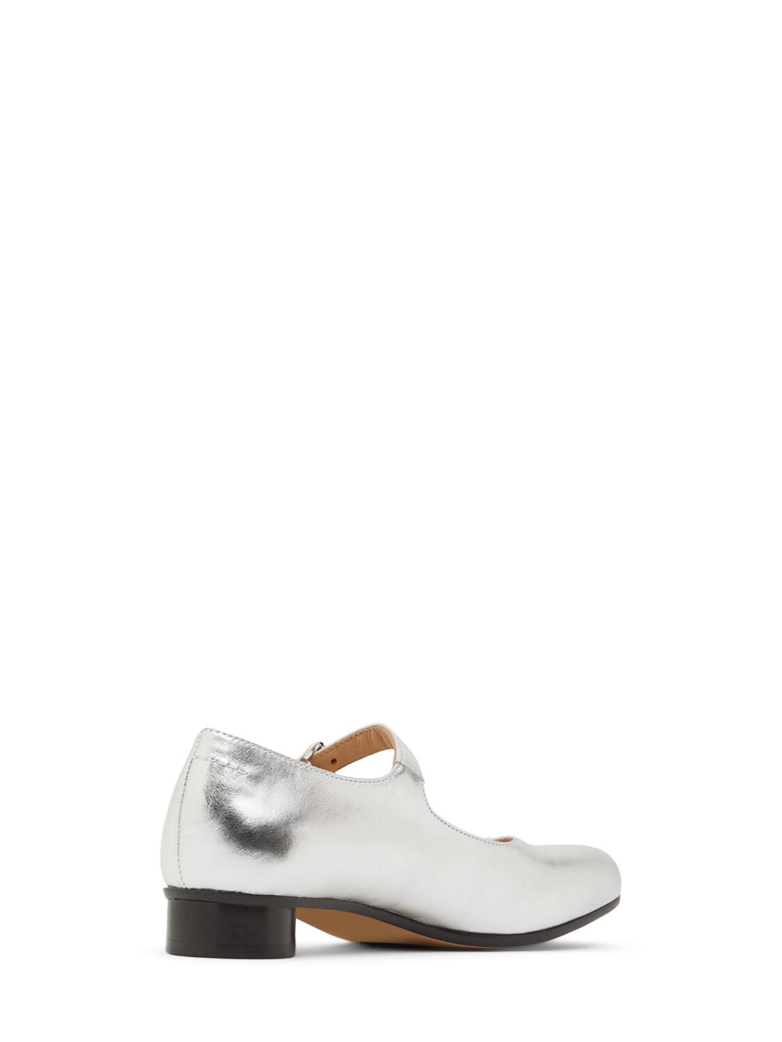 Shop Mm6 Maison Margiela Logo Print Leather Ballerinas In Silver