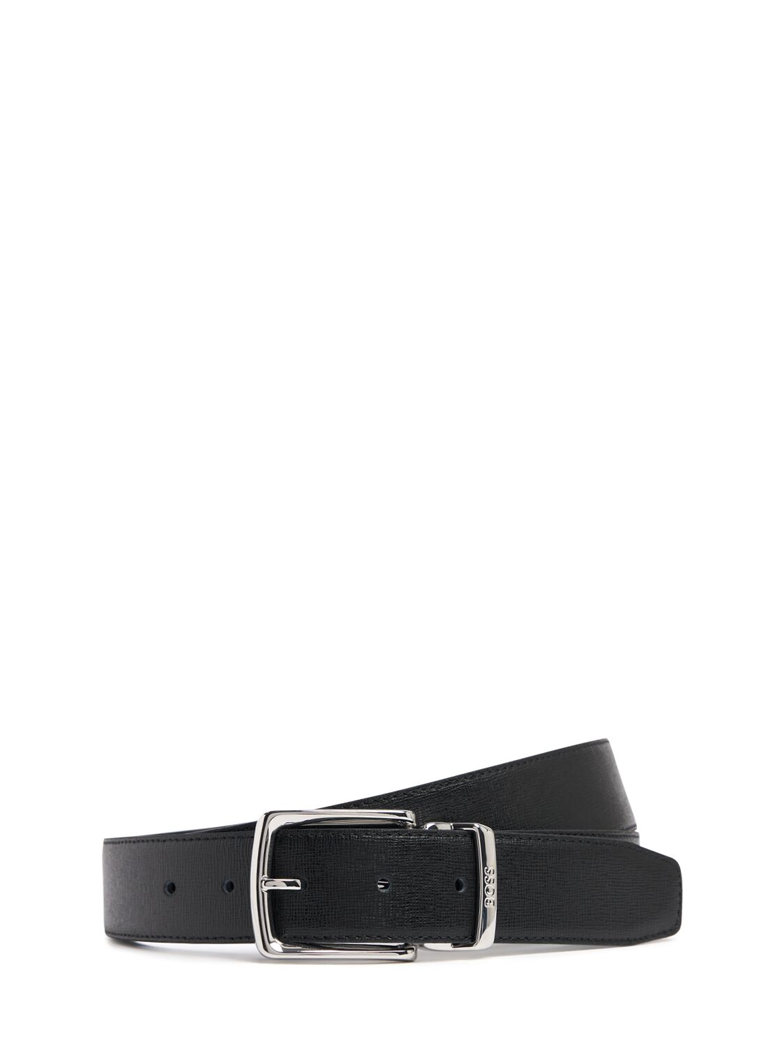 Hugo Boss Ovoyage Leather Belt In Black