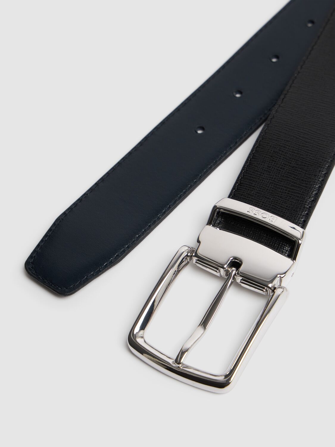 Shop Hugo Boss Ovoyage Leather Belt In Black