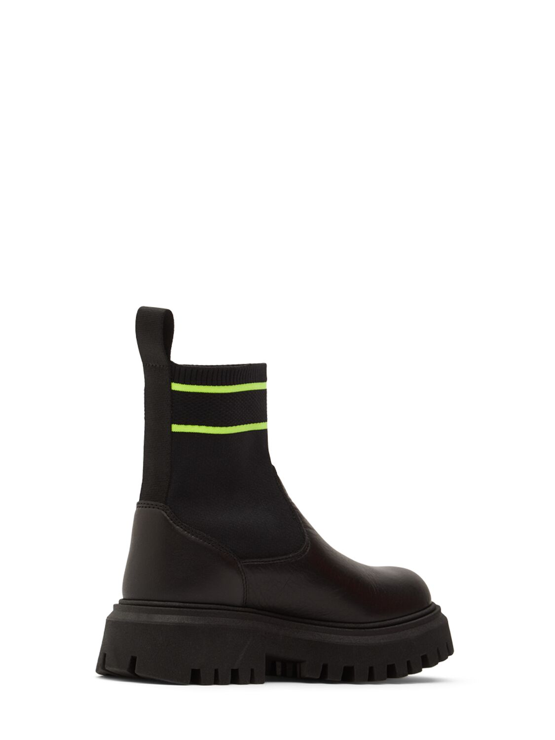 Shop Msgm Calf & Knit Pull-on Boots W/logo In Black