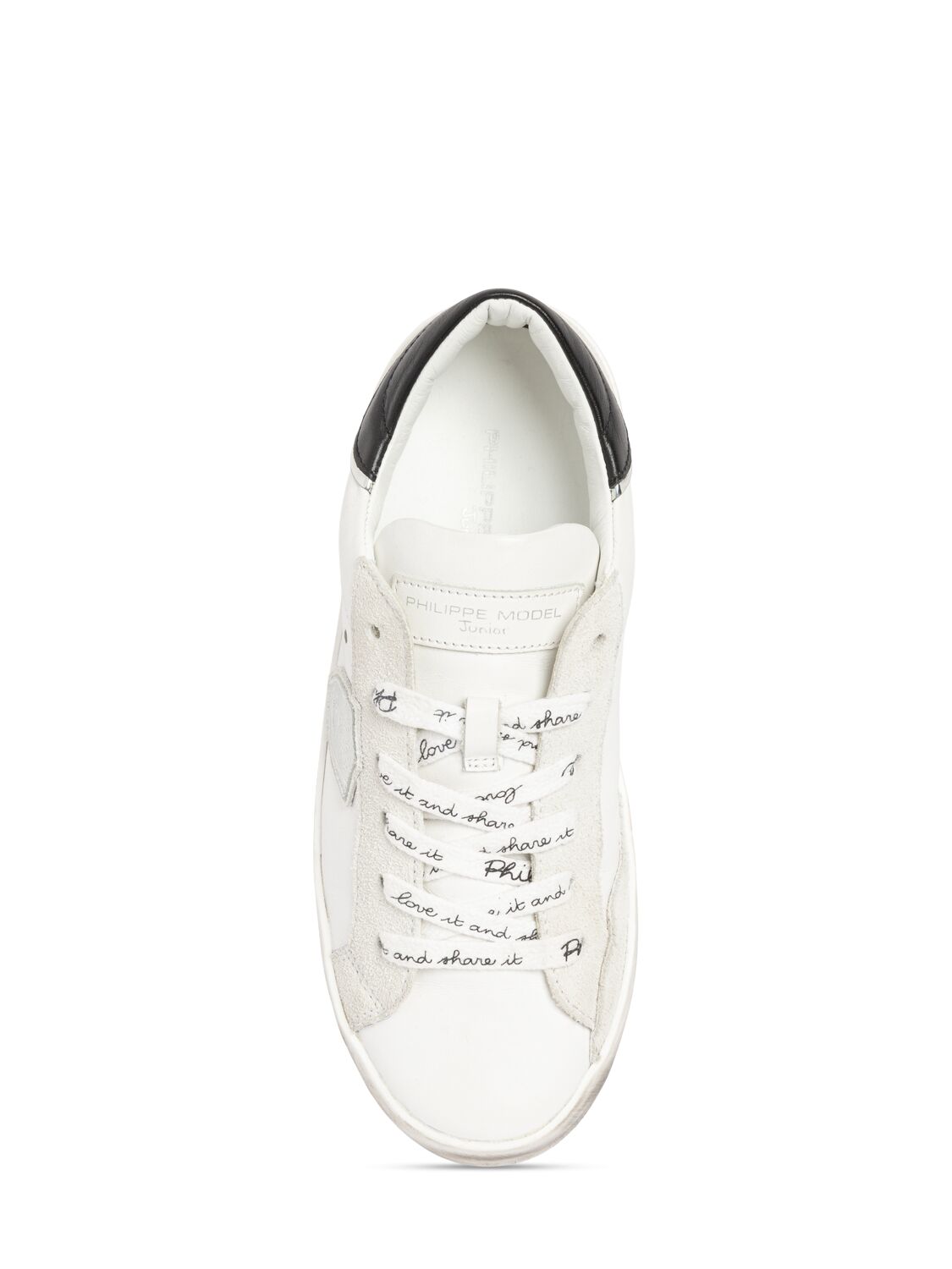 Shop Philippe Model Paris Leather Lace-up Sneakers In White/black