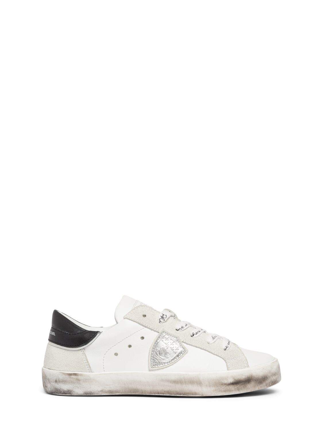 Philippe Model Paris Leather Lace-up Sneakers In White/black