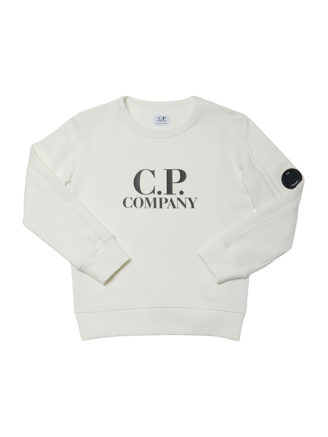 C.p. Company Printed Cotton Crewneck Sweatshirt In White